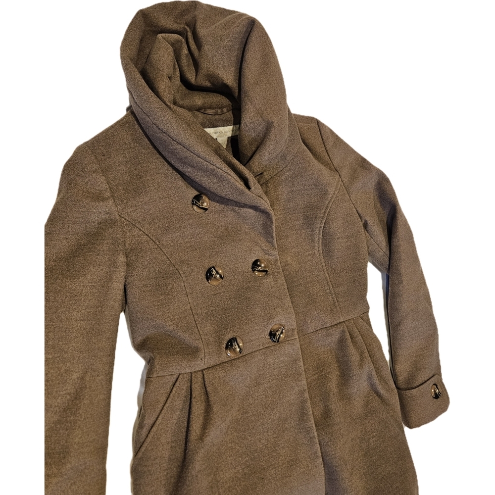 New York & Company Tan Pea Coat - Picture 3 of 5